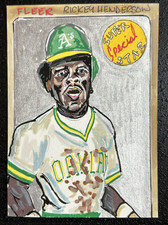ACEO Sketch Trading Card 1/1 1983 Fleer Rickey Henderson A's Hand-drawn OOAK Art picture