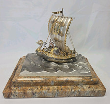 Vintage Seki Takehiko 960 Silver Japanese Phoenix Treasure Ship w/Case picture