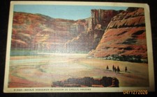 Vintage Fred Harvey Postcard Navajo Horsemen in Canyon de Chelly Arizona H3120 picture