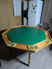 8 Sided Wooden Poker Table With Cupholders  Table Cover picture