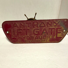 Vintage Anthony Lift Gate Hydraulic Metal Sign Plate Industrial Truck Decor picture