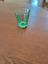 Vintage Green Uranium Ribbed Shot Glass picture