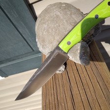 Hand Forged Knife Fixed Blade 7Forge 5160 Steel Micarta Green With Black Liners picture