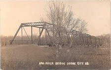 RPPC Dodge City Kansas Scene at Arkansas River Bridge early 1900s picture