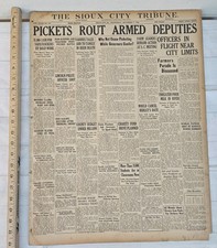 9/7 1932 Sioux City IA Tribune Newspaper PICKETS ROUT ARMED DEPUTIES Headline picture