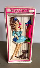 Vtg Earl Bernard Ceramic Telephone Booth Coin Bank Girl Dog Made in Japan 1960s picture