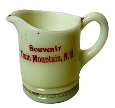 TWIN MOUNTAIN NH NEW HAMPSHIRE Uranium Custard Souvenir ANTIQUE Glass CREAMER picture