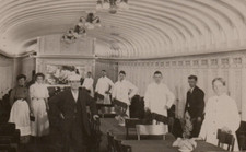 Dining Room Pere Marquette Michigan RPPC Postcard Staff Crew 1909 RR Train picture
