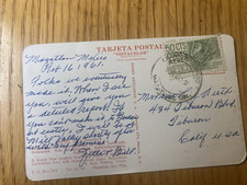  Vintage 1961 Mazatlan Mexico Postcard Ammex 50c Airmail Stamp Mark Turok Balboa picture
