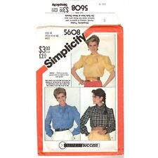 VTG 1982 Simplicity 5608 Women's N (10,12,14) Pullover Blouse Pattern Sew picture