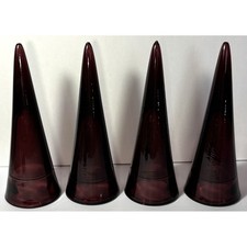 Amethyst Purple Glass Cone Set of 4 | Mid-century Modern Decorative Glass Art picture