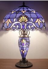 24”Double-Lit Victorian Purple Passion Stained Glass Tiffany Style Table Lamp picture