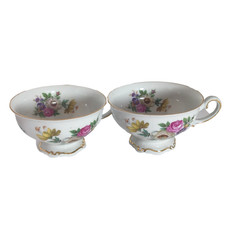 Mitterteich Meissen Floral Bavaria Germany Set of 2 Tea Cups Numbered Roses picture