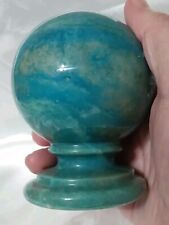 VINTAGE DUCCESCHI HAND CARVED GENUINE ALABASTER ITALIAN Globe Paperweight Turquo picture