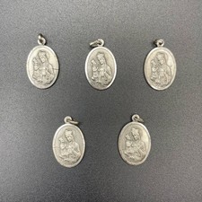 Vintage St Anne de Beaupre Medals Lot of 5 Italy Silver-toned Catholic Pendants picture
