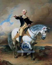 PRESIDENT GEORGE WASHINGTON RIDING HORSE WITH SWORD PAINTING 8X10 PHOTO picture