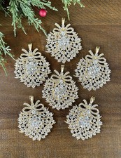 Crystal Ornament Set Of 6 Boughs Of Holly Balsam Hill Like Gold Tone Quality #4 picture