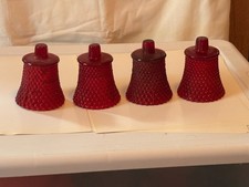 4 Vintage Ruby Red Hobnail Glass Votive Peg Candle Holders Homco / Home Interior picture