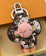 Floral Print Flower Doll Keychain Bag Charm, Pink Accent picture