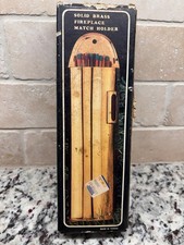 Vintage Solid Brass Fireplace Match Holder NOS New In Box Taiwan picture