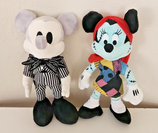 Mickey Mouse & Minnie Mouse Dressed as Jack & Sally  Stuffed Toys, New with Tag picture