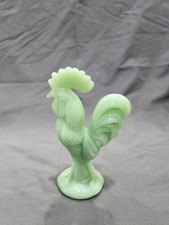 Mini Jadite Green Rooster Glass Figurine 4.5