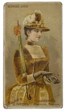 1888 N18 Allen & Ginter Parasol Drill Support Arms Victorian Woman Tobacco Card picture