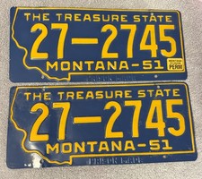 Vintage 1951 Montana License Plate Set picture