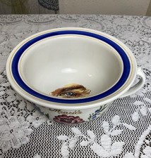 VTG French Peeping Eye Wedding Chamber Pot A La Mariee Hand Painted Blue picture