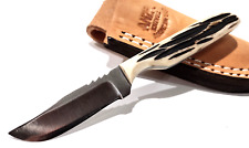 ANZA USA Lj Bone Handles Full Tang Clip Point File Blade Hunting Knife /Sheath picture