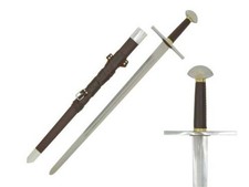 Medieval Warrior 13th Century Norman Oil Tempered Sword w/Leather Wood Handle picture