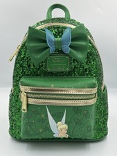 NWT Loungefly Disney Tinker Bell Green Sequin Mini Backpack with Bow picture