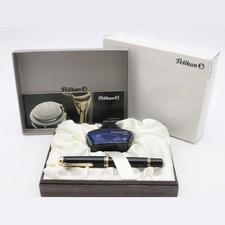 [Unused] Pelikan Souveran M1000 Fountain Pen Black 18K F Nib w/Box & Ink Set picture