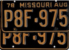 MISSOURI passenger 1978 license plate *PAIR* 