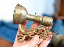 Antique Bicycle Flashlight Brass Headlight Wood Rim Prewar Accessory RARE picture
