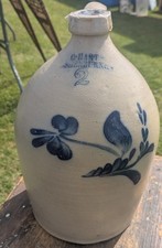 Beautiful Antique Stoneware 2-Gal Jug late 1800’s  marked C. HART SHERBURNE NY  picture
