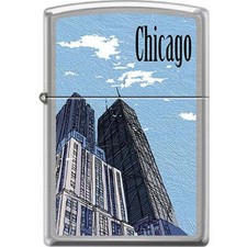 Zippo Windproof Metal Design Fire Lighter - Downtown Chicago Skyline picture
