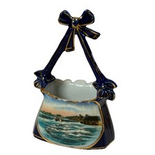BROWNVILLE, MAINE ME Antique THE FALLS Souvenir GERMANY COBALT BASKET Trinket picture