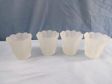 Lot of 4 Satin Clear Glass Votive Candle Holders w/ Flared Ribbed Design picture