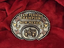 CHAMPION TROPHY RODEO BUCKLE☆NEW MEXICO PRO TEAM PENNING☆VINTAGE☆RARE☆168 picture