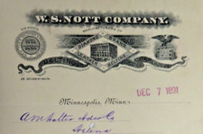 Vintage BILLHEAD*1891 W S NOTT CO*Leather Belting Rubber*MINNEAPOLIS MINN *S26 picture