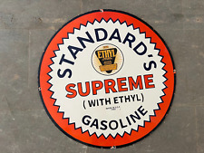 RARE PORCELAIN STANDARD SUPREME ENAMEL SIGN 30X30 INCHES DOUBLE SIDED picture
