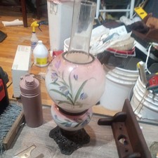 C. 1880’s Antique Pink  Cased  Miniature Kerosene oil lamp ~ All Original 🔥 picture