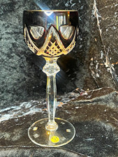 Vintage Peill Germany 24% Lead Crystal Black Cut-to-Clear Wine Goblet 8” Rare picture