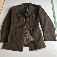 Vintage 1946 US Army Officer Wool Service Coat Jacket Fort Belvoir Uniform 40s picture
