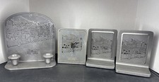✨VTG Krispy Kreme Store Fixtures Pewter Clock, Book Ends, Candlestick Holder✨ picture
