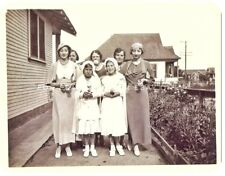 Vintage Old 1930s Photo of Catholic Girls Fancy Women Dresses Cloche Hat Fashion picture