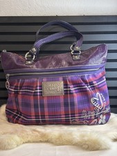 Rare Coach 15886 Poppy Tartan Plaid Glam Tote picture