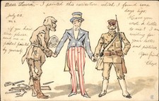 Handmade Patriotic Uncle Sam Japanese Soldier MAILED FROM JAPAN c1905 bhn picture