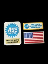 ASE Certified Gold Master Auto Technician Patch American Flag Advanced Level picture